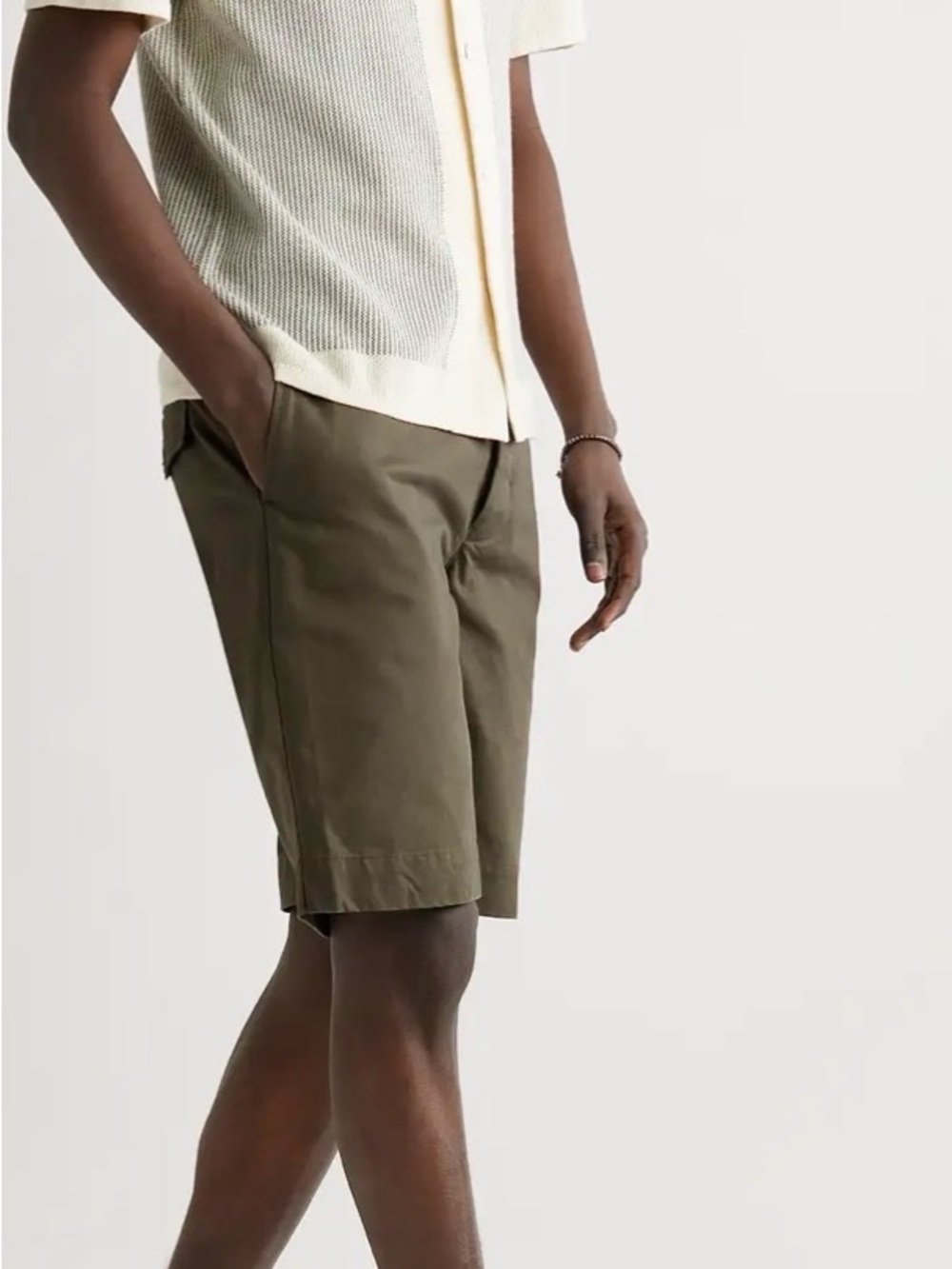 Officine Generale Olive Flat-Front Men's Shorts